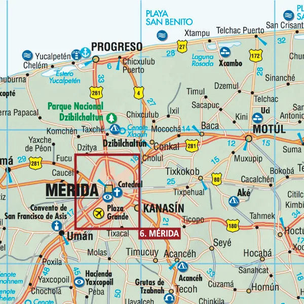 Carte routière plastifiée - Yucatan | Borch Map carte pliée Borch Map 