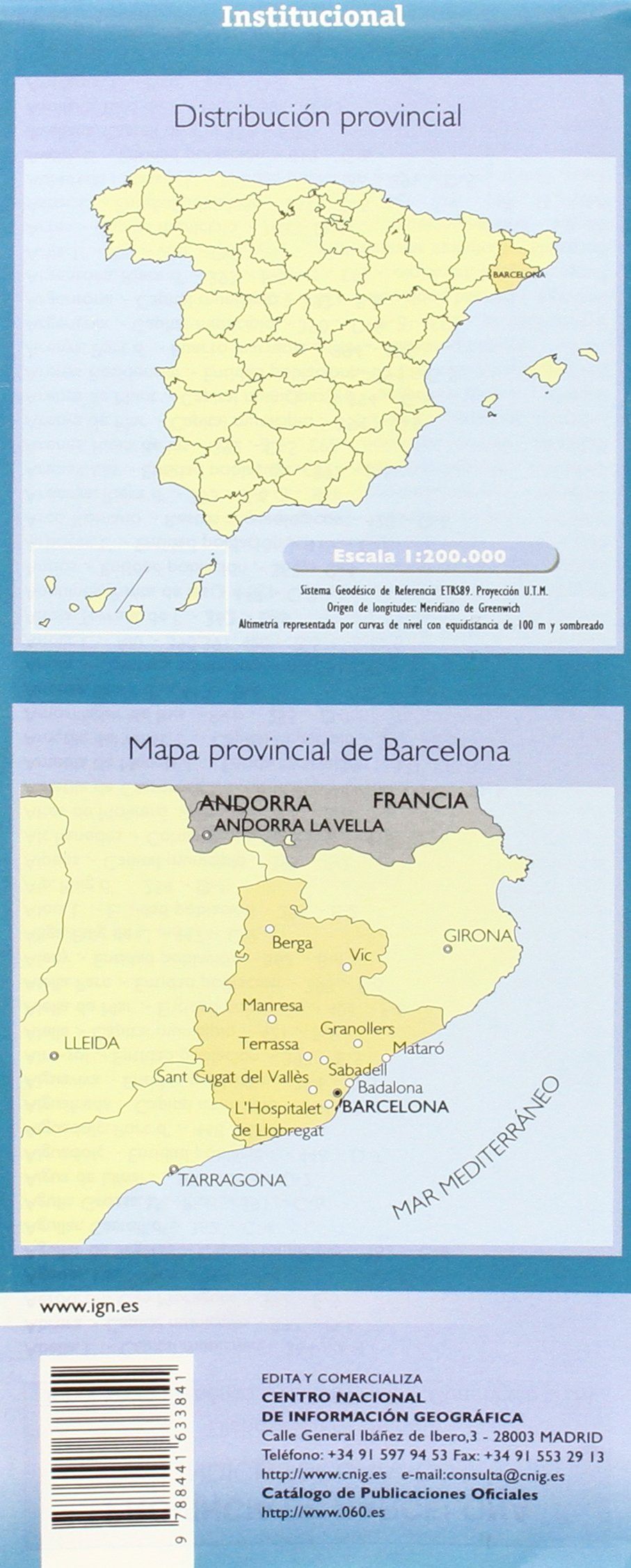 Carte routière provinciale n° 09 - Barcelone (Catalogne) | CNIG carte routière CNIG