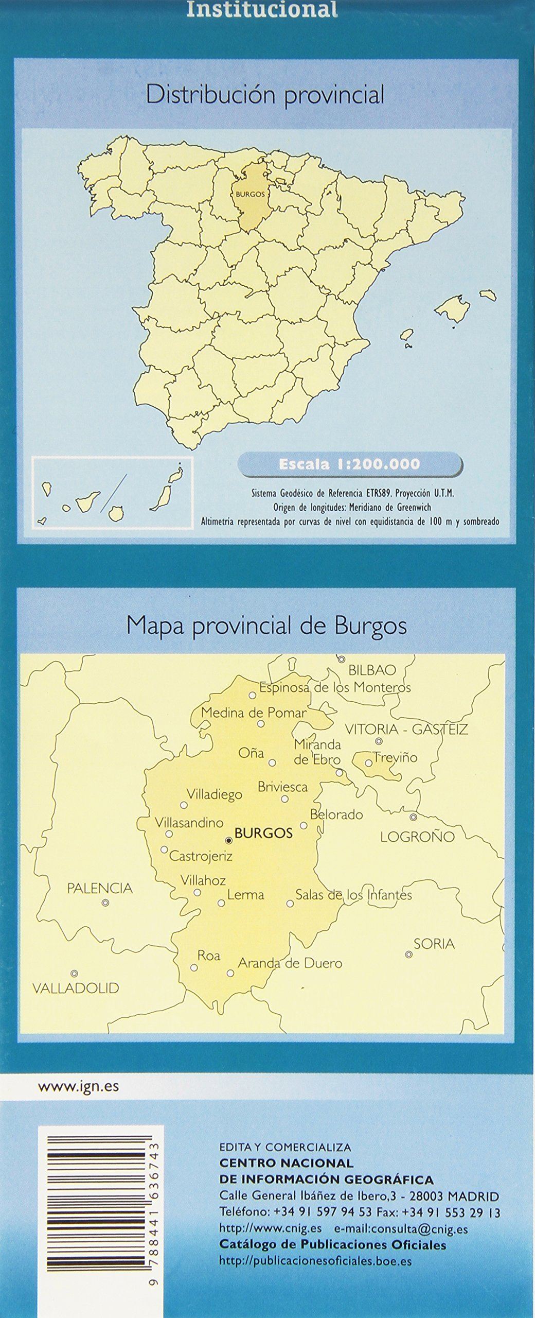 Carte routière provinciale n° 10 - Burgos (Castille-et-Leon, Espagne) | CNIG carte routière CNIG