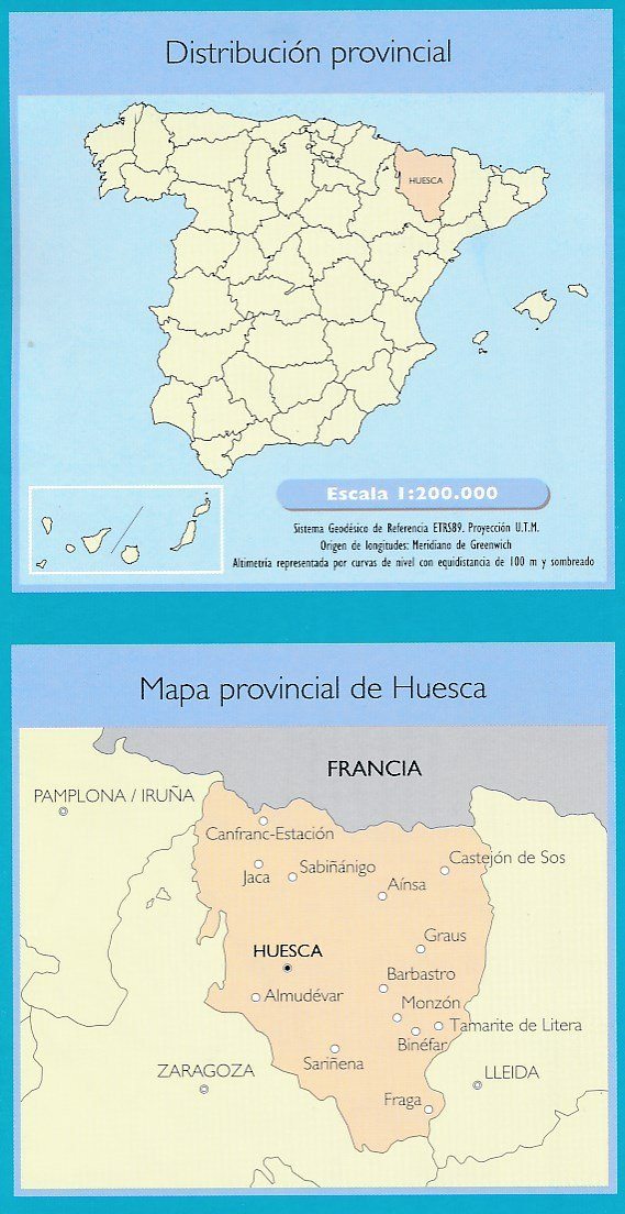 Carte routière provinciale n° 22 - Huesca (Aragon, Espagne) | CNIG carte routière CNIG