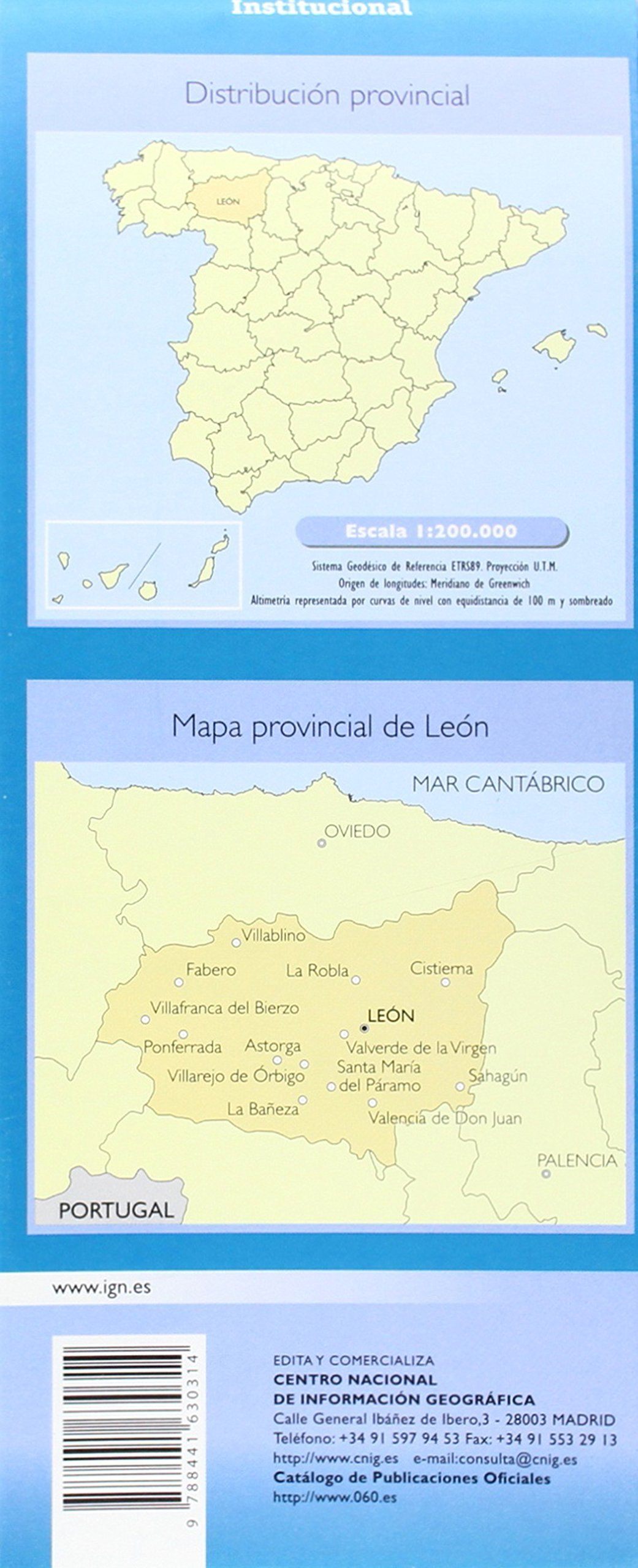 Carte routière provinciale n° 27 - Leon (Castille-et-Leon, Espagne) | CNIG carte routière CNIG