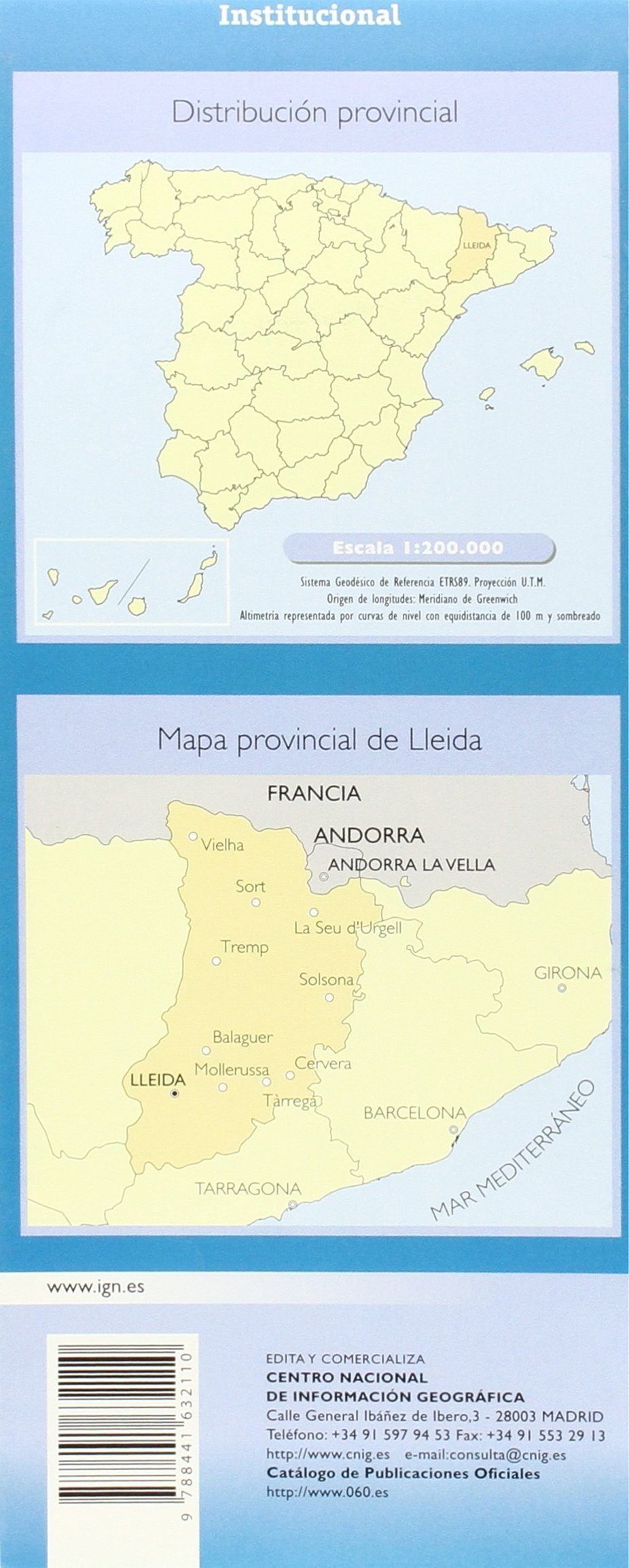 Carte routière provinciale n° 28 - Lleida (Catalogne) | CNIG carte routière CNIG