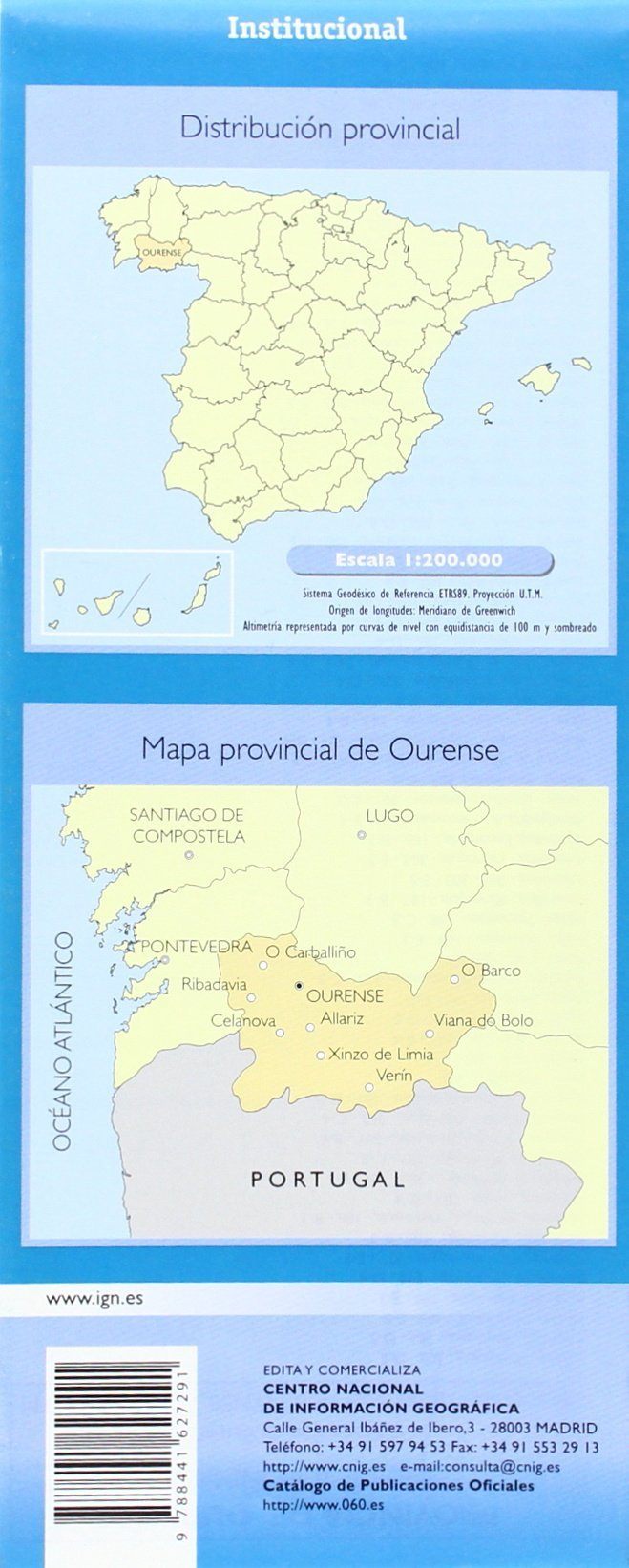 Carte routière provinciale n° 34 - Ourense (Galice, Espagne) | CNIG carte routière CNIG
