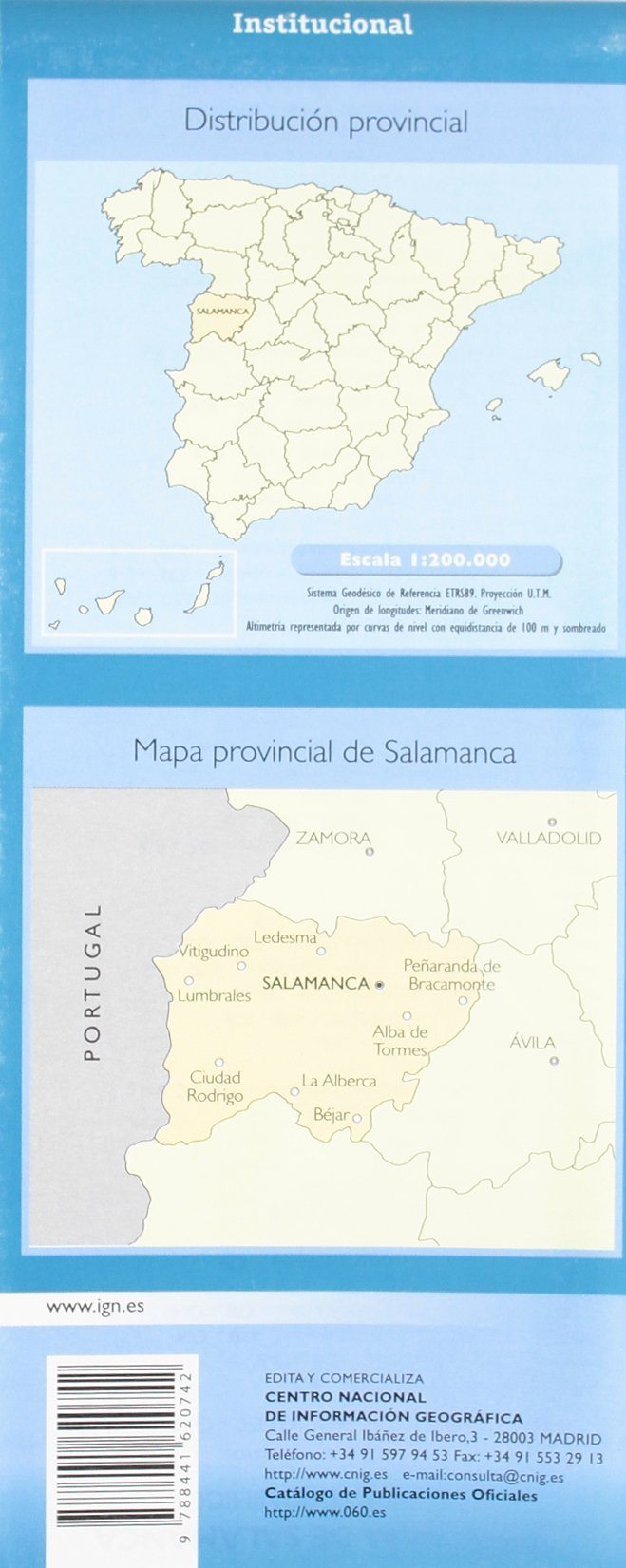 Carte routière provinciale n° 37 - Salamanque (Castille-et-Leon, Espagne) | CNIG carte routière CNIG
