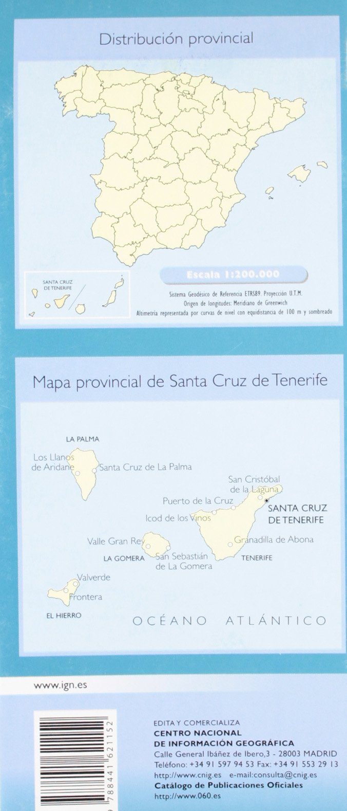Carte routière provinciale n° 38 - Santa Cruz de Tenerife (Tenerife, îles Canaries) | CNIG carte routière CNIG