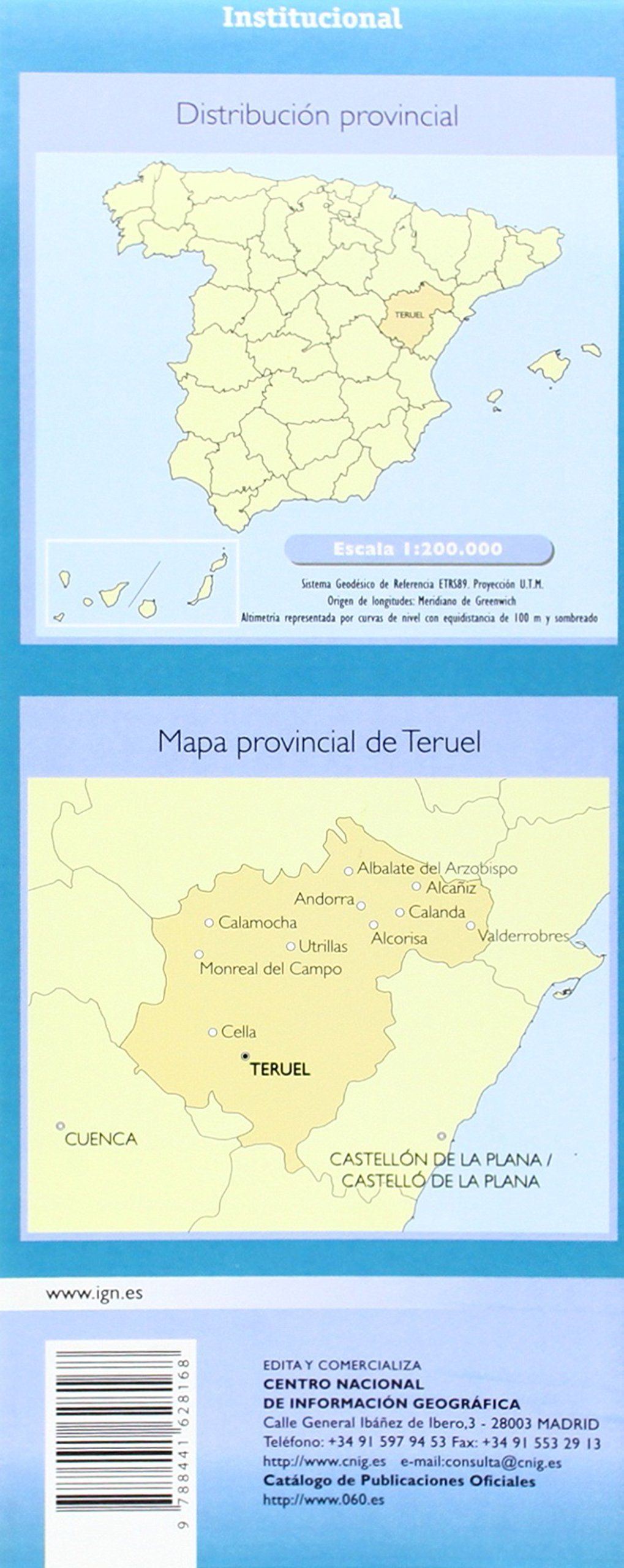 Carte routière provinciale n° 43 - Teruel (Aragon, Espagne) | CNIG carte routière CNIG