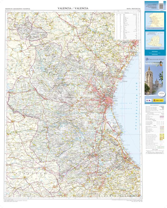 Carte routière provinciale n° 45 - Valence (Communauté Valencienne, Espagne) | CNIG carte routière CNIG Default Title