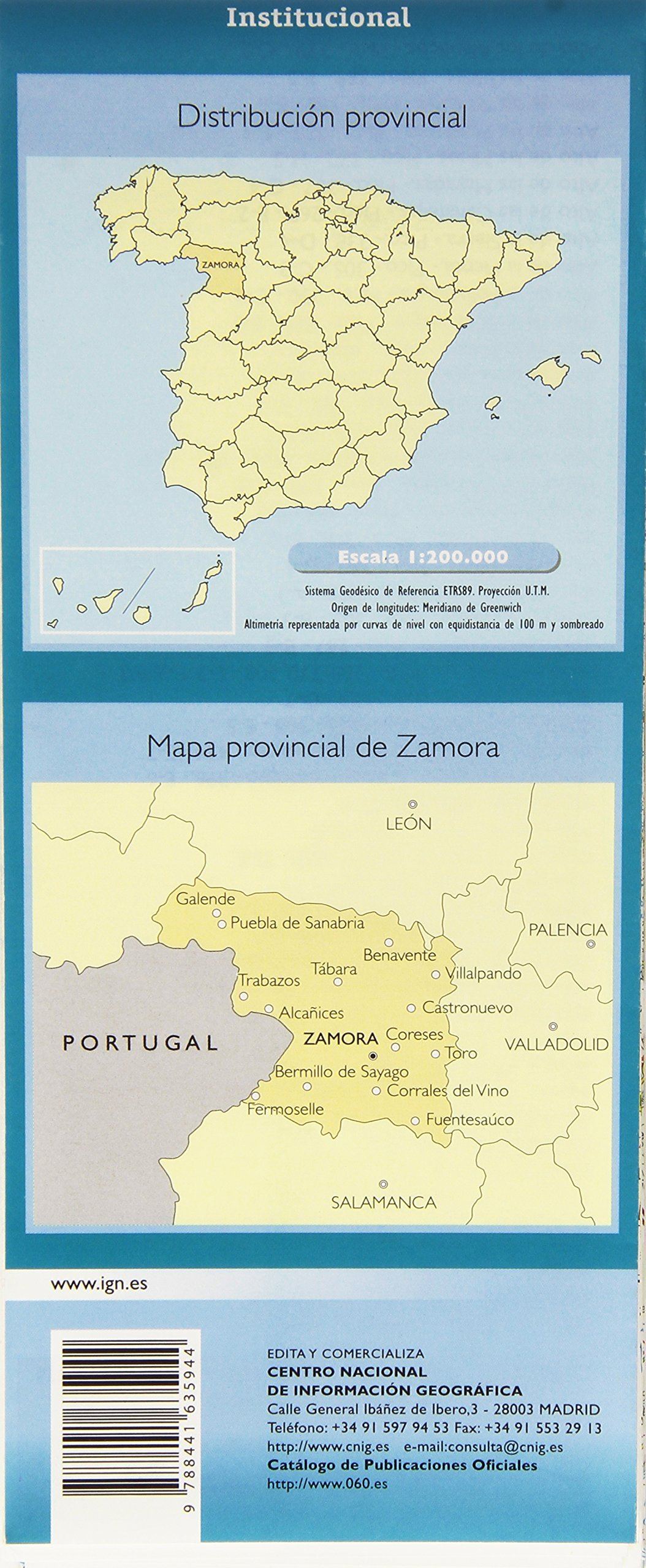 Carte routière provinciale n° 47 - Zamora (Castille-et-Leon, Espagne) | CNIG carte routière CNIG
