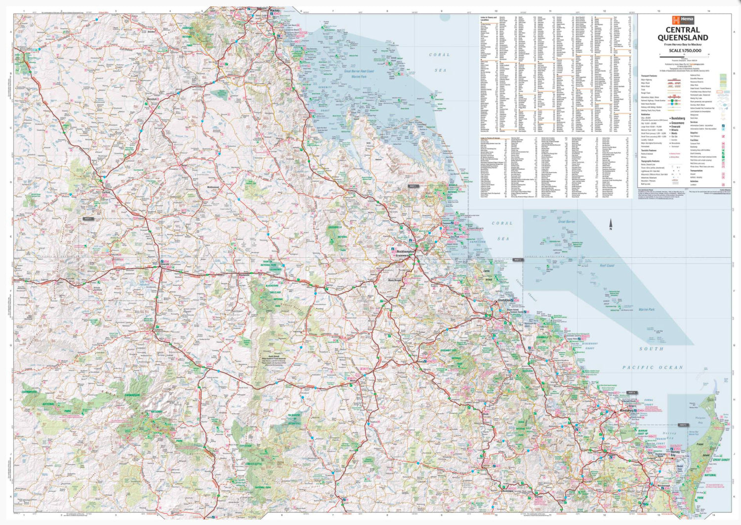 Carte routière - Queensland Central (Australie) | Hema Maps carte routière Hema Maps