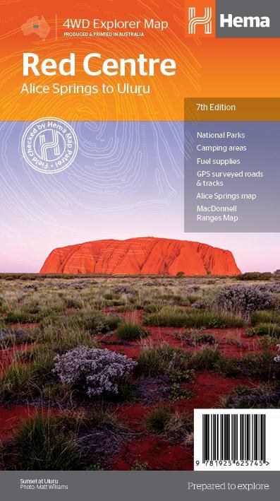 Carte routière - Red Centre (Australie), d'Alice Springs à Uluru | Hema Maps carte routière Hema Maps