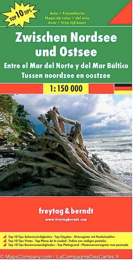 Carte routière - Région entre Mer du Nord &amp; Mer Baltique (Allemagne) | Freytag &amp; Berndt - La Compagnie des Cartes