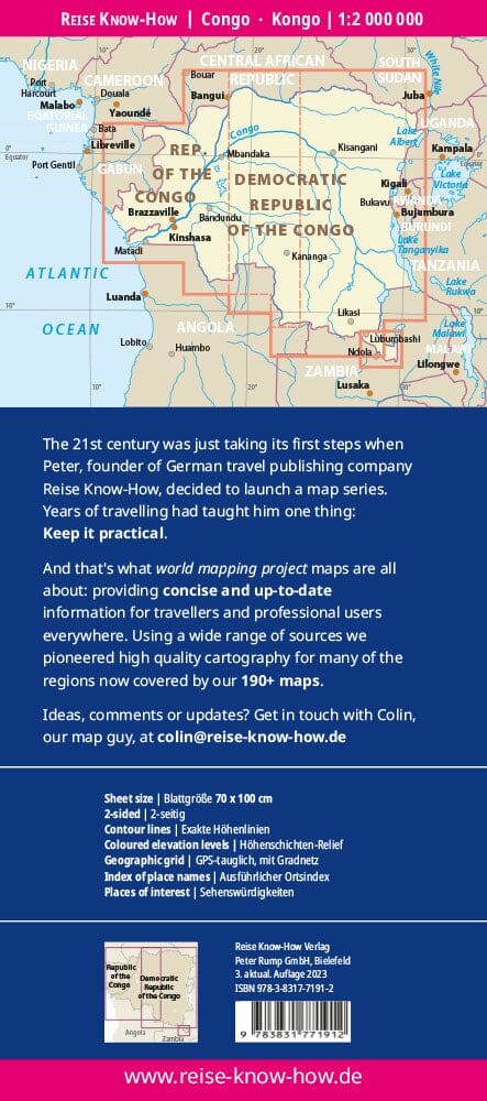 Carte routière - République du Congo & République Démocratique du Congo | Reise Know How carte routière Reise Know-How