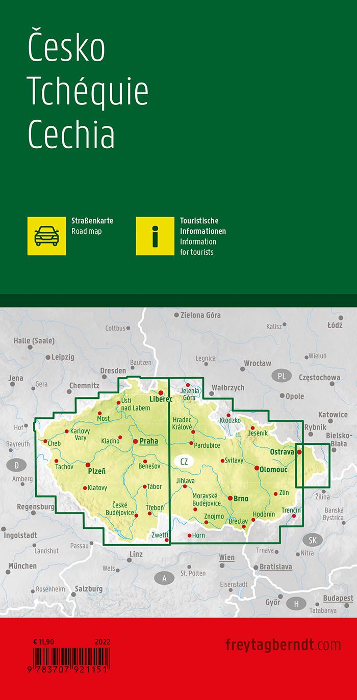 Carte routière - République Tchèque au 1/250 000 | Freytag & Berndt carte pliée Freytag & Berndt 