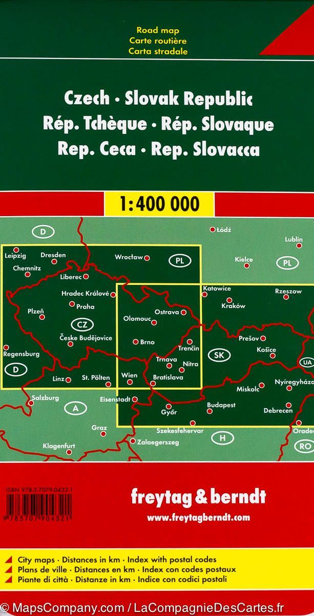 Carte routière de la République Tchèque et de la Slovaquie | Freytag &#038; Berndt - La Compagnie des Cartes
