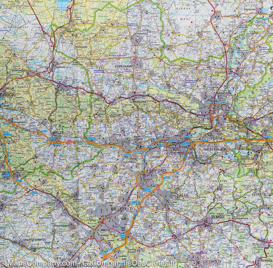 Carte routière - Rhénanie du nord et de Westphalie (Allemagne) | Freytag & Berndt carte pliée Freytag & Berndt 