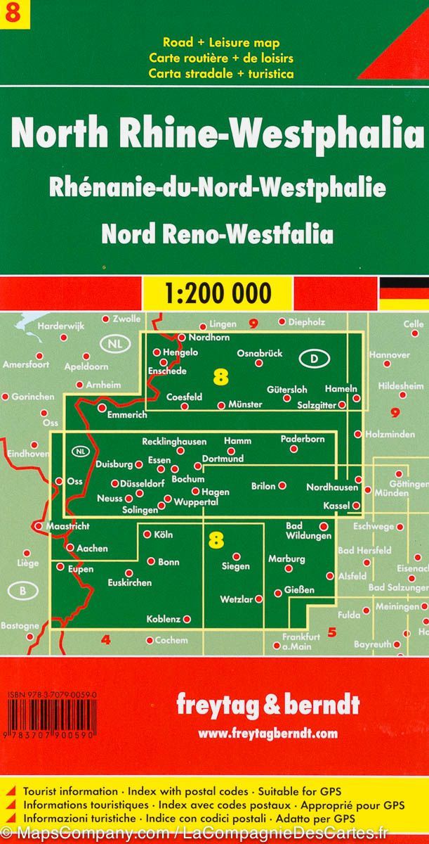 Carte routière - Rhénanie du nord & Westphalie (Allemagne) | Freytag & Berndt carte routière Freytag & Berndt