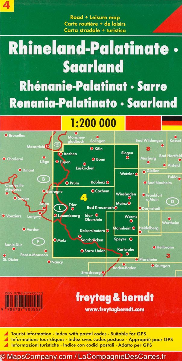 Carte routière - Rhénanie-Palatinat & Sarre (Allemagne) | Freytag & Berndt carte pliée Freytag & Berndt 