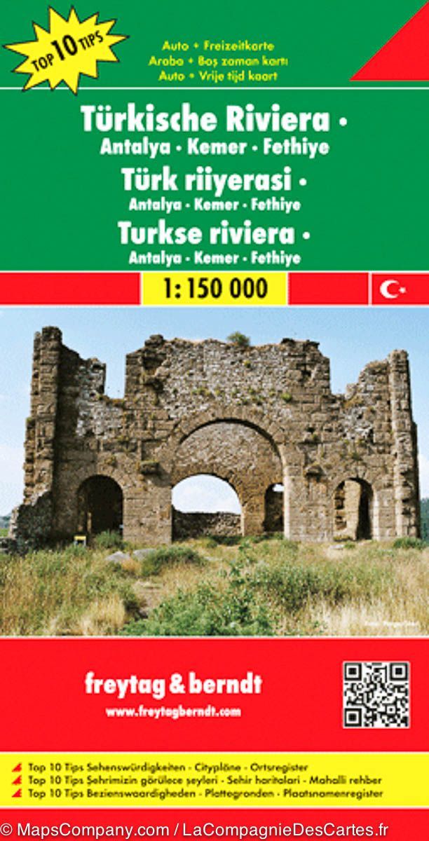 Carte routière de la Riviera Turque (Antalya, Kemer, Fethiye) | Freytag &#038; Berndt - La Compagnie des Cartes