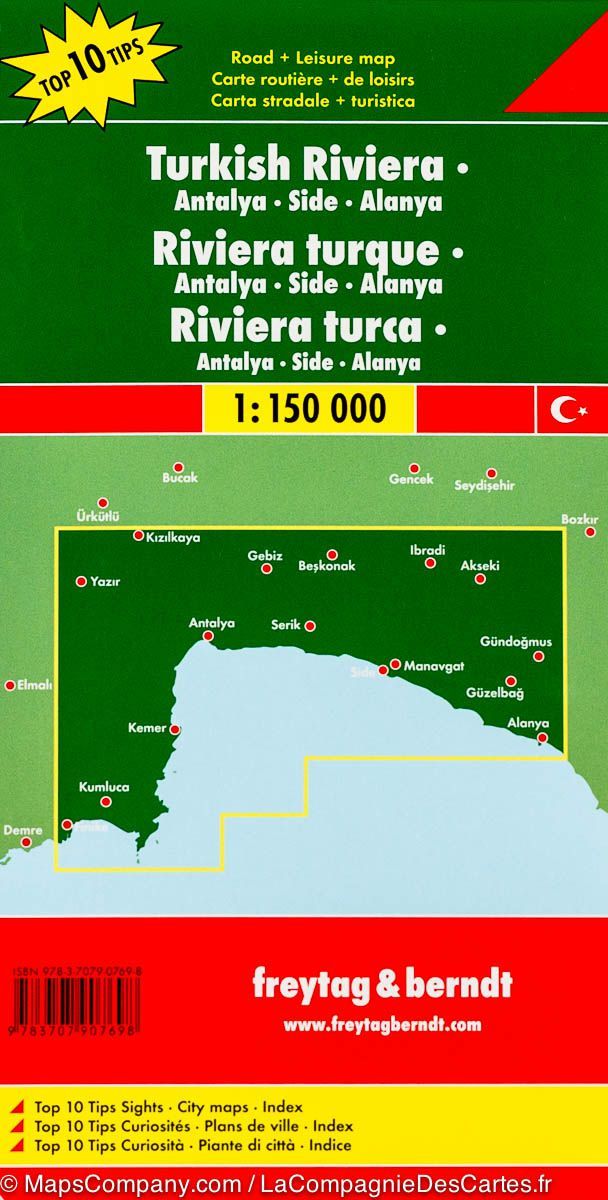 Carte routière - Riviera Turque (Antalya, Side, Alanya) | Freytag & Berndt carte routière Freytag & Berndt