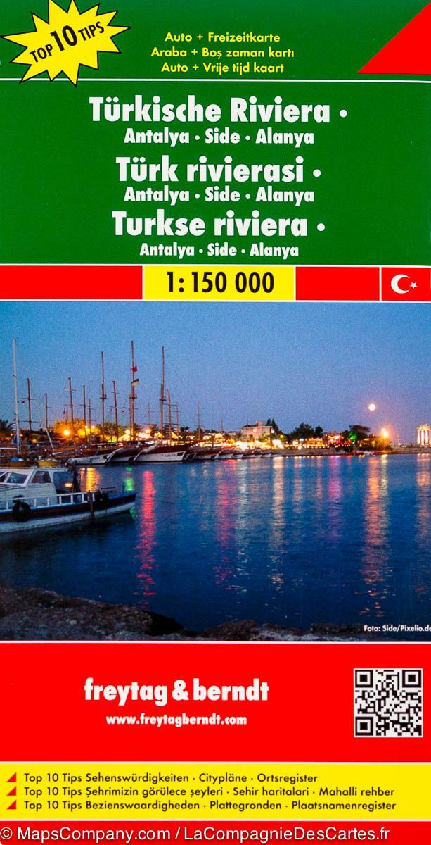 Carte routière de la Riviera Turque (Antalya, Side, Alanya) | Freytag &#038; Berndt - La Compagnie des Cartes