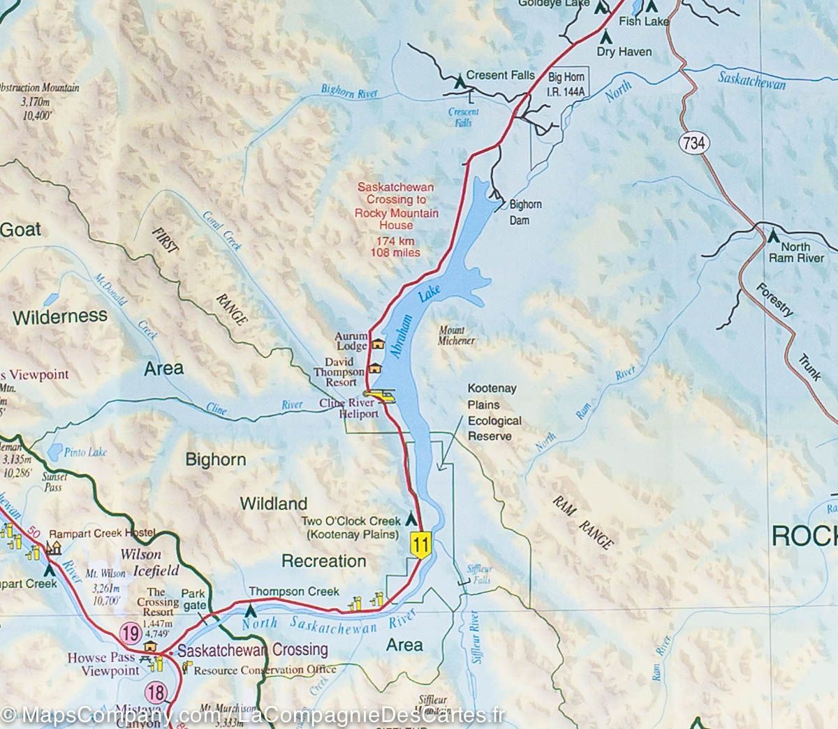 Carte routière - Rocheuses Canadiennes | Gem Trek carte routière Gem Trek Publishing