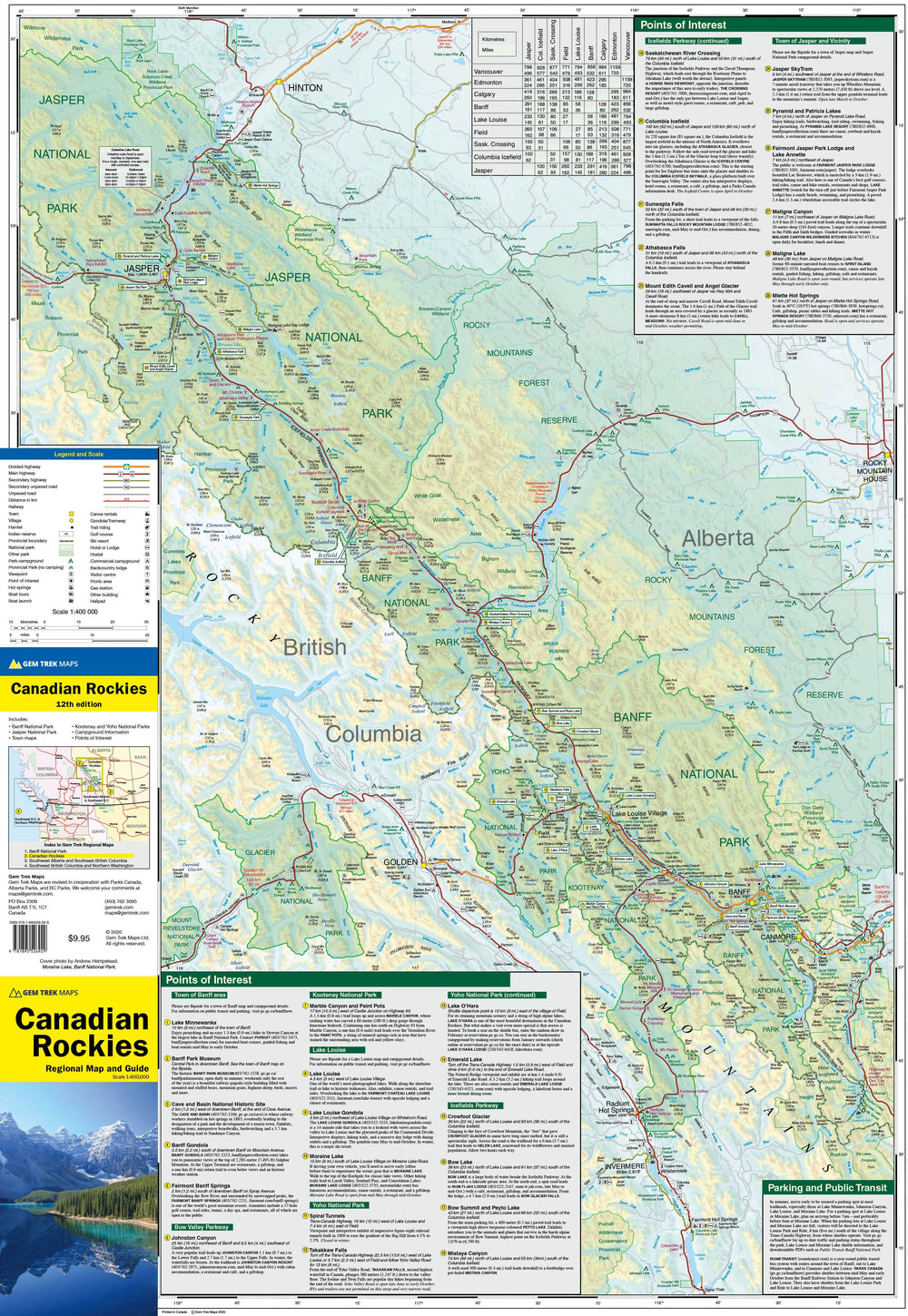 Carte routière - Rocheuses Canadiennes | Gem Trek carte pliée Gem Trek Publishing 