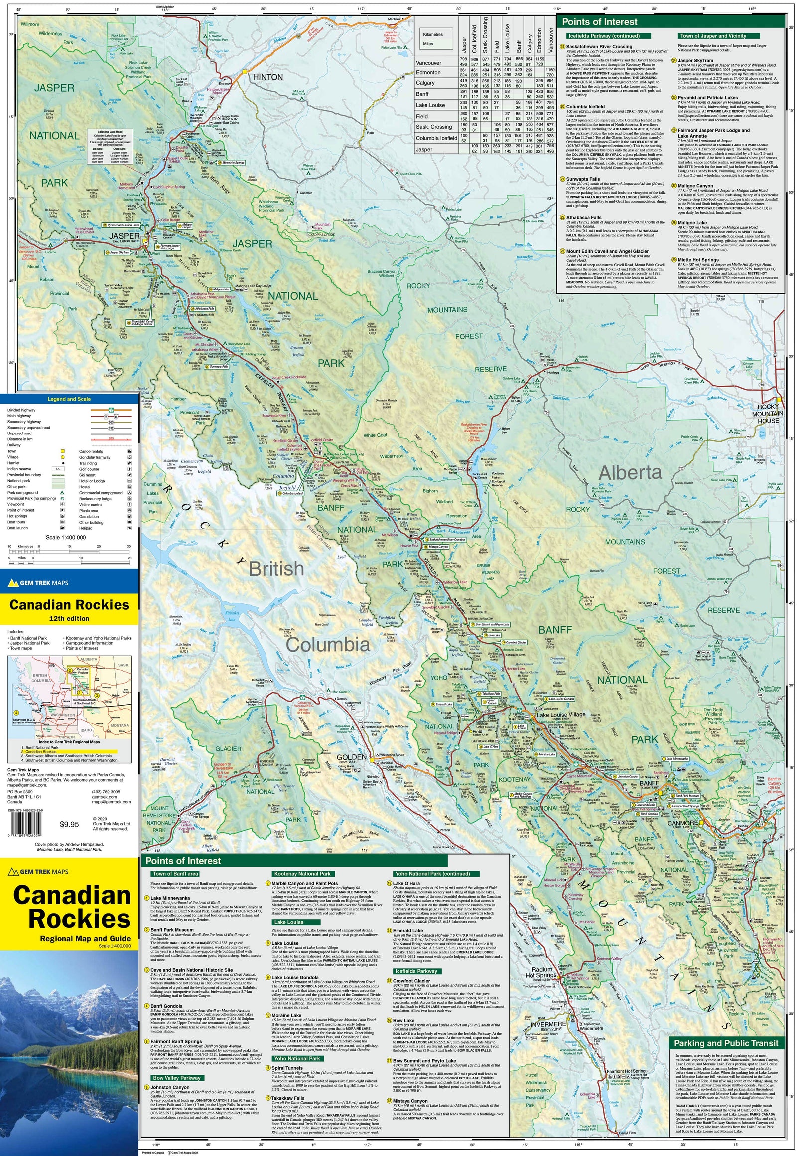 Carte routière - Rocheuses Canadiennes | Gem Trek carte routière Gem Trek Publishing