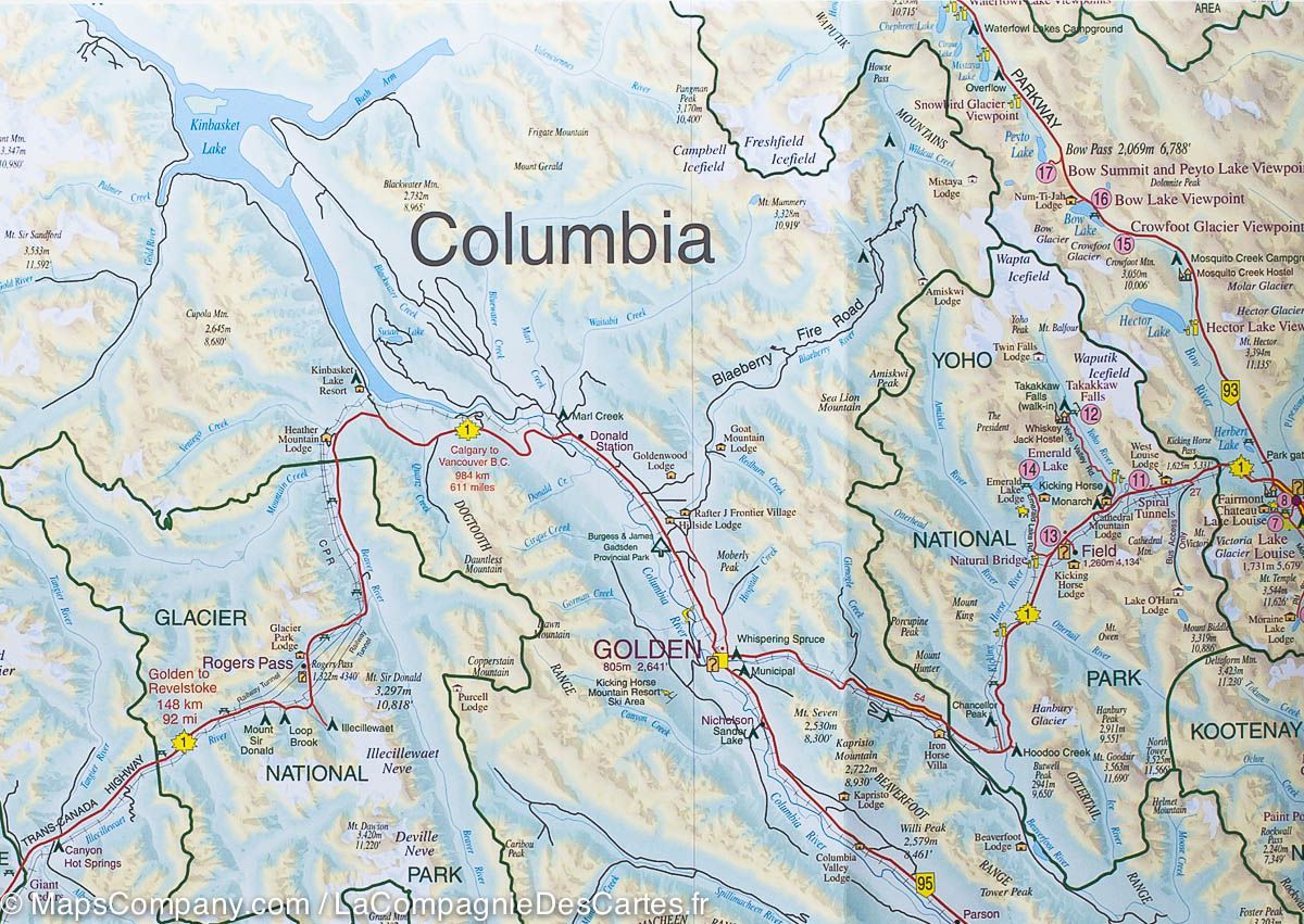 Carte routière - Rocheuses Canadiennes | Gem Trek carte routière Gem Trek Publishing