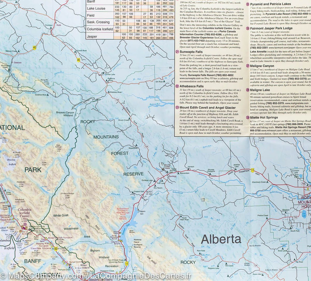 Carte routière - Rocheuses Canadiennes | Gem Trek carte pliée Gem Trek Publishing 