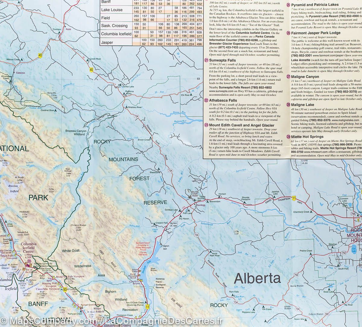 Carte routière - Rocheuses Canadiennes | Gem Trek carte routière Gem Trek Publishing