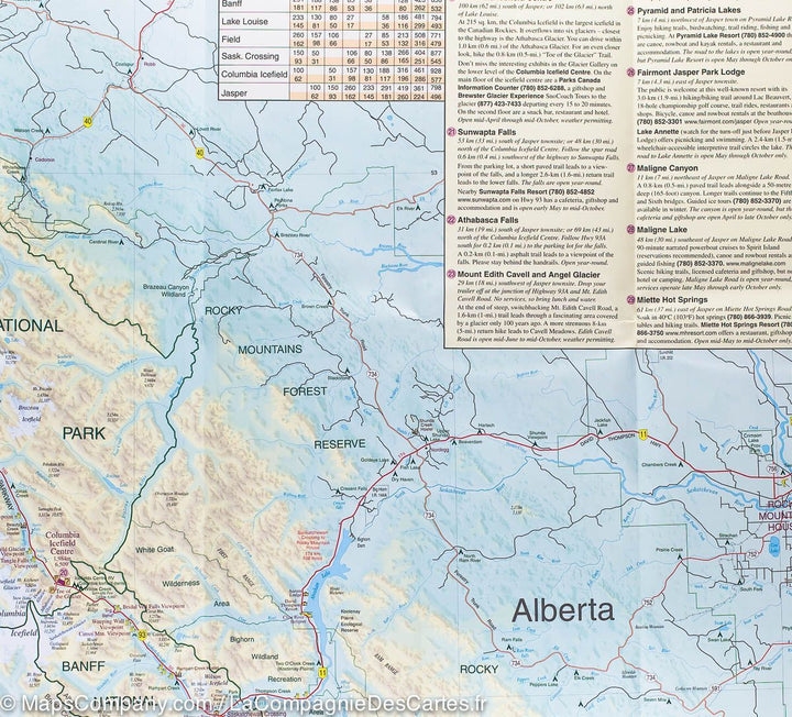 Carte routière - Rocheuses Canadiennes | Gem Trek carte pliée Gem Trek Publishing 