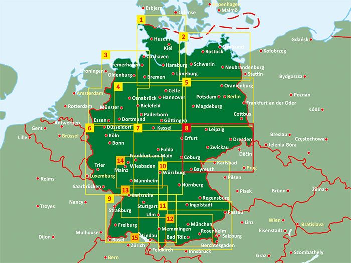 Carte routière - Sachsen - Thüringen - Hochfranken (Allemagne), n° 8 | Freytag & Berndt - 1/150 000 carte pliée Freytag & Berndt 