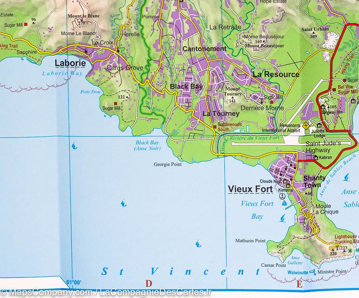 Carte routière - Sainte Lucie (Antilles) | Gizi Map carte routière Gizi Map