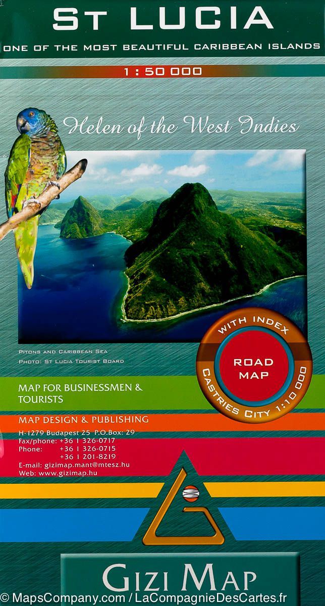Carte routière &#8211; Sainte Lucie (Antilles) | Gizi Map - La Compagnie des Cartes
