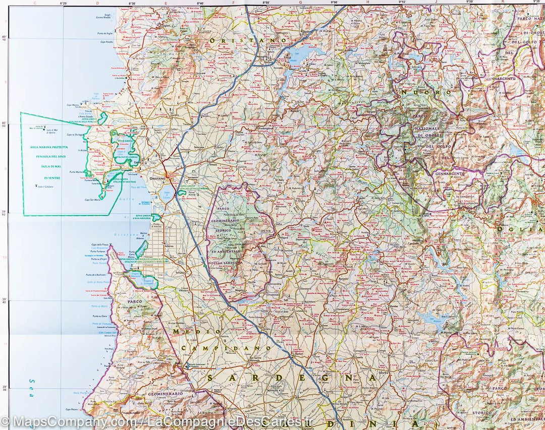 Carte routière de la Sardaigne | National Geographic - La Compagnie des Cartes
