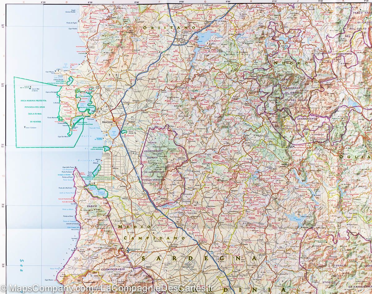 Carte routière - Sardaigne | National Geographic carte routière National Geographic