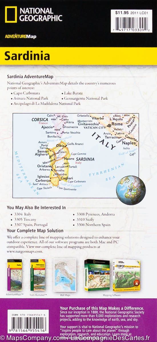 Carte routière - Sardaigne | National Geographic carte routière National Geographic
