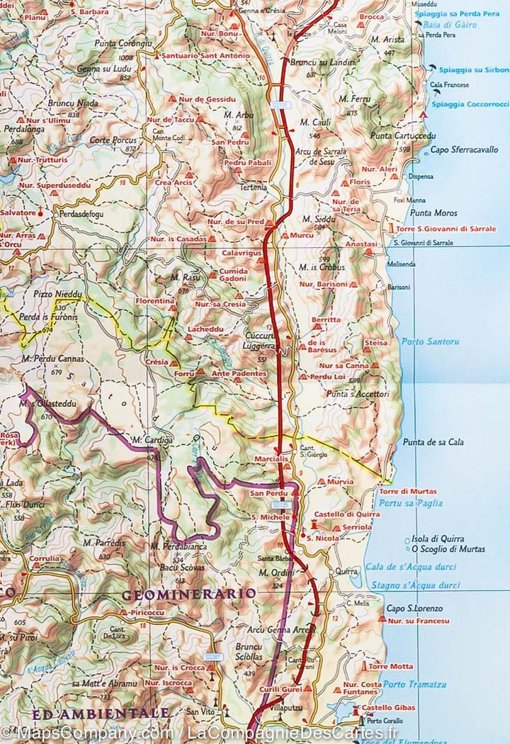 Carte routière de la Sardaigne | National Geographic - La Compagnie des Cartes