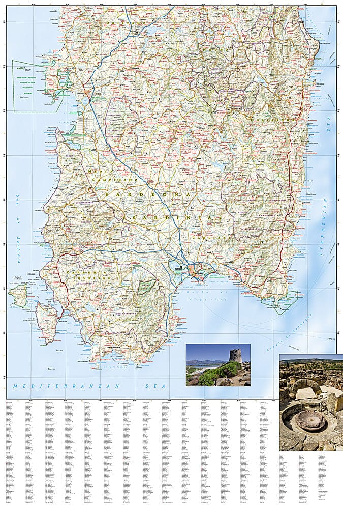 Carte routière - Sardaigne | National Geographic carte routière National Geographic