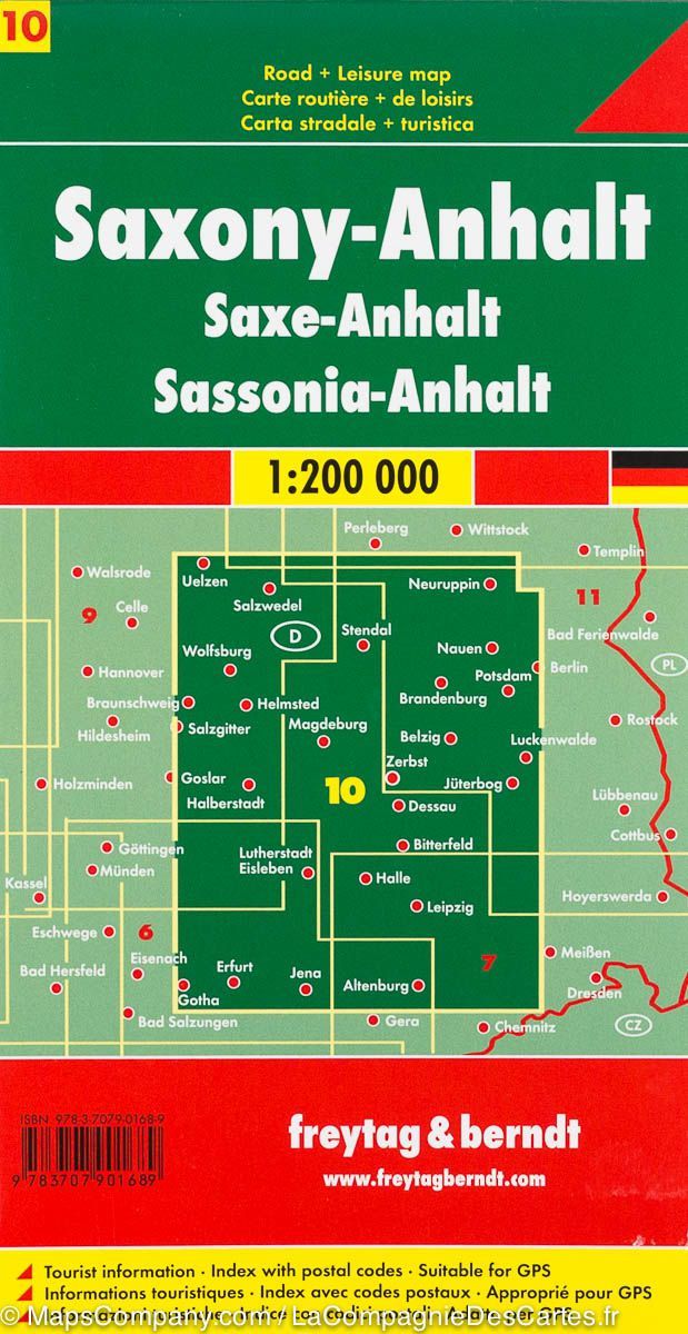 Carte routière - Saxe Anhalt (Allemagne) | Freytag & Berndt carte pliée Freytag & Berndt 
