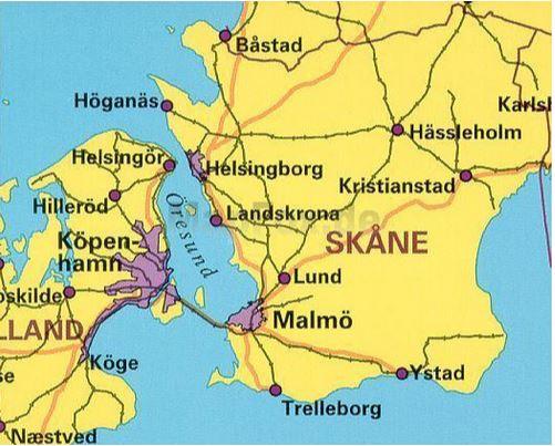 Carte routière - Scanie (Suède) & Seeland est (Danemark) | Norstedts carte routière Norstedts