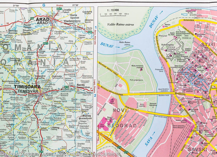 Carte routière &#8211; Serbie, Kosovo &#038; Montenegro | Gizi Map - La Compagnie des Cartes