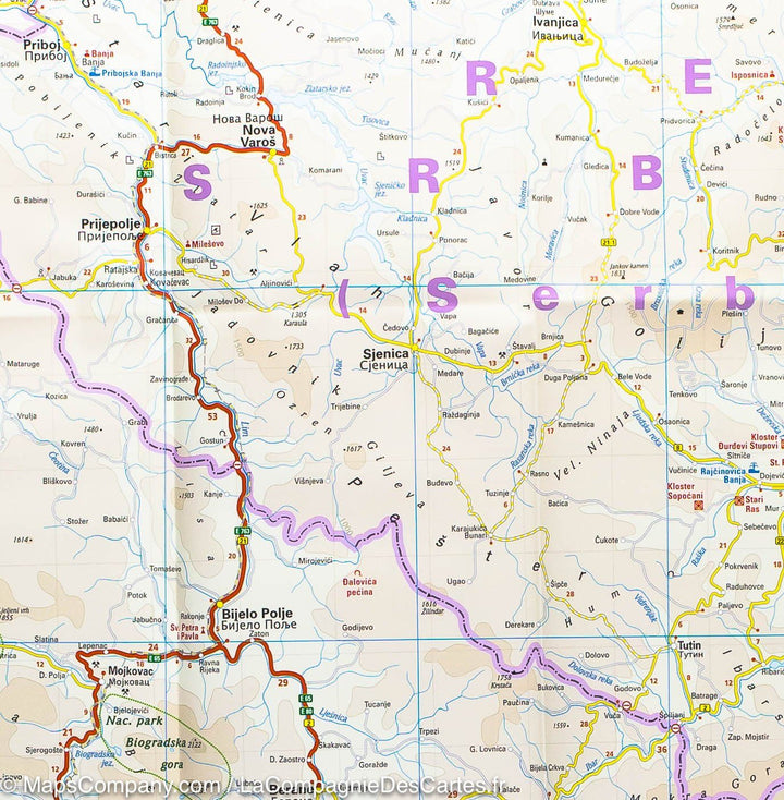 Carte routière de la Serbie, Montenegro &amp; Kosovo | Reise Know How - La Compagnie des Cartes