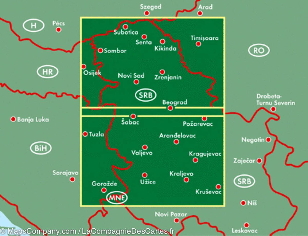 Carte routière de la Serbie Nord | Freytag &amp; Berndt - La Compagnie des Cartes