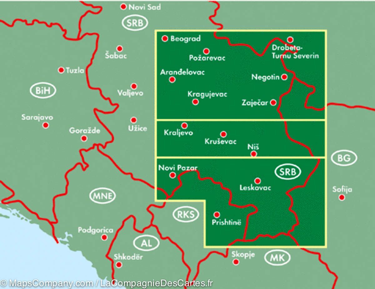 Carte routière - Serbie Sud | Freytag & Berndt carte routière Freytag & Berndt