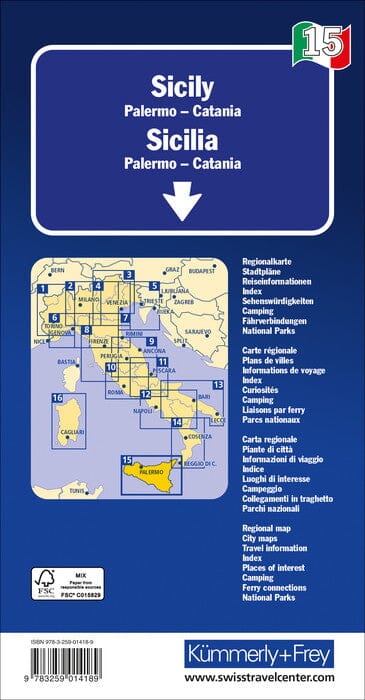 Carte routière - Sicile | Kümmerly & Frey carte pliée Kümmerly & Frey 