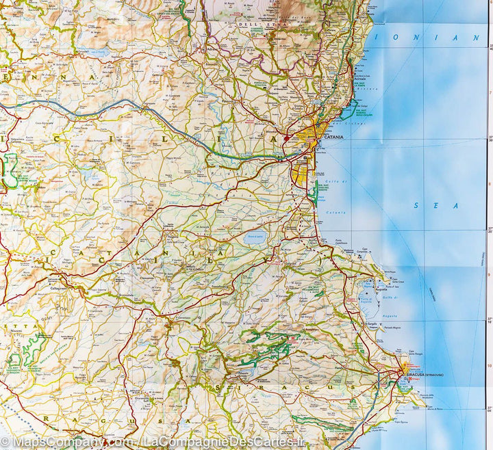 Carte routière de la Sicile | National Geographic - La Compagnie des Cartes