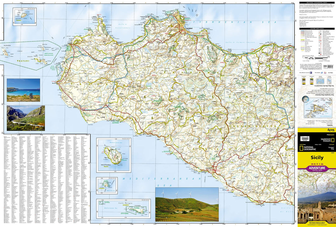 Carte routière - Sicile | National Geographic carte pliée National Geographic 