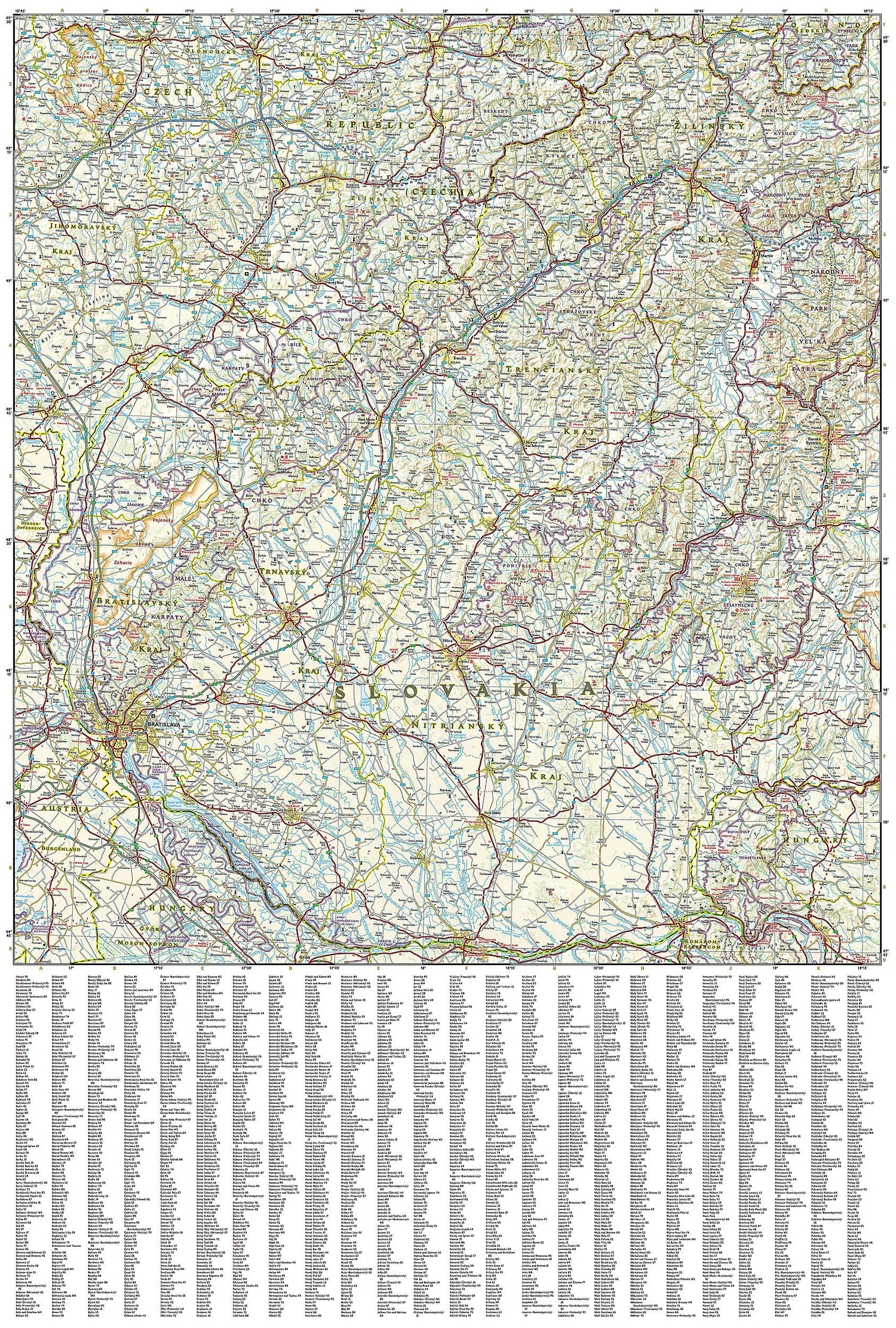 Carte routière - Slovaquie | National Geographic carte routière National Geographic
