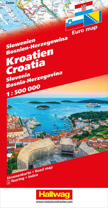 Carte routière - Slovénie, Croatie, Bosnie-Herégovine | Hallwag carte routière Hallwag